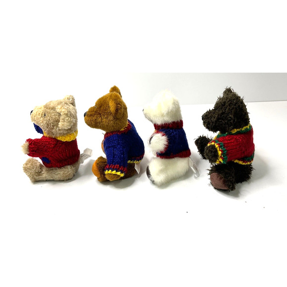 Lot of 4 Vintage Hugfun Int'l Teddy Bear in Sweater Jointed 8" Tall Plush 2000 - Picture 2 of 10